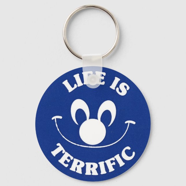 Blue Happy Face Schlüsselanhänger (Vorderseite)