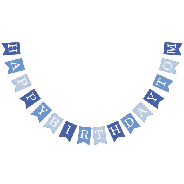 Blue Happy Geburtstag 3 Buchstabe Name Boy Man Tom Wimpelkette (Alle)