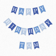 Blue Happy Geburtstag 3 Buchstabe Name Boy Man Tom