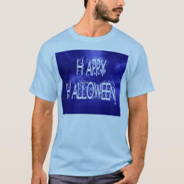 Blue Happy Halloween Text Mens T - Shirt