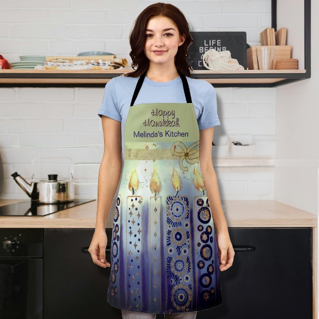 Blue Happy Hanuka Candles All-over Print Schürze (Blue Happy Hanuka Candles All-Over Print Apron)