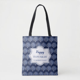 Blue Happy Hanukkah Menorah Pattern