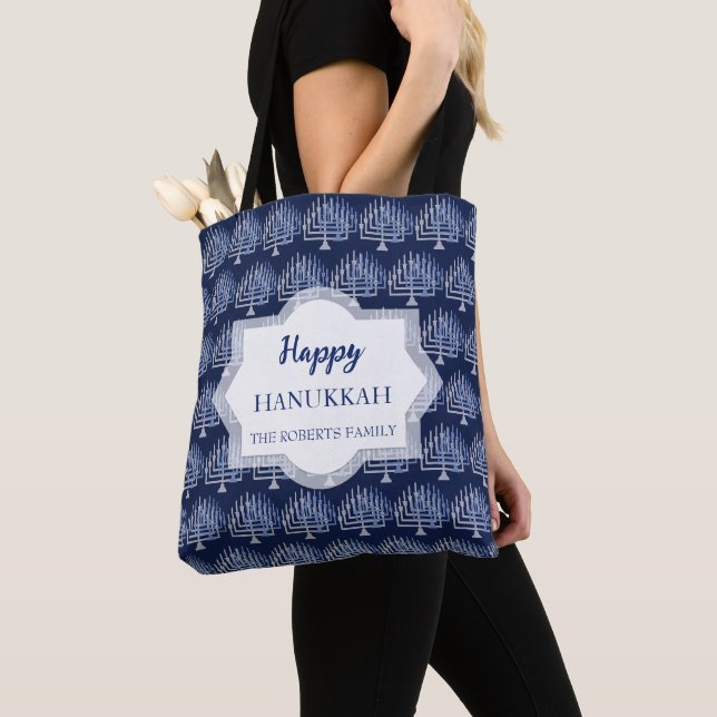 Blue Happy Hanukkah Menorah Pattern (Von Nahem)