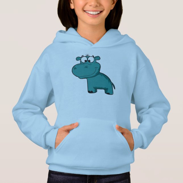 Blue Happy Hippo Hoodie (Vorderseite)