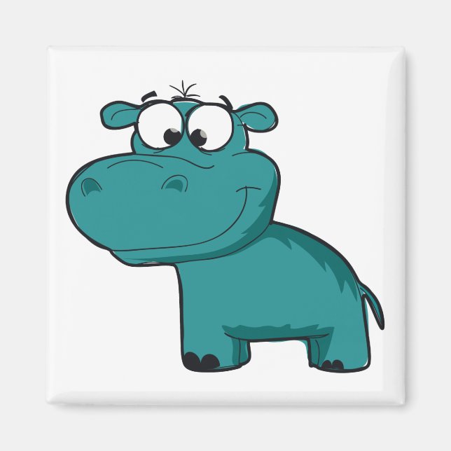 Blue Happy Hippo Magnet (Vorne)