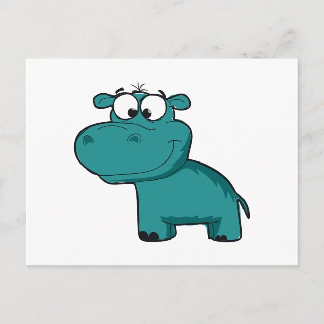 Blue Happy Hippo Postkarte (Vorderseite)