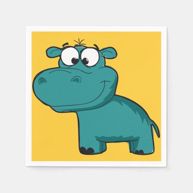 Blue Happy Hippo Serviette (Vorderseite)