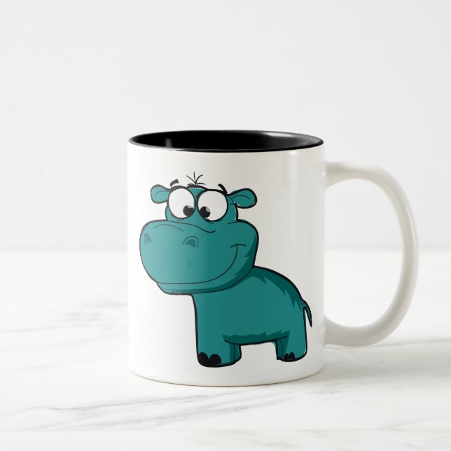 Blue Happy Hippo Zweifarbige Tasse (Rechts)