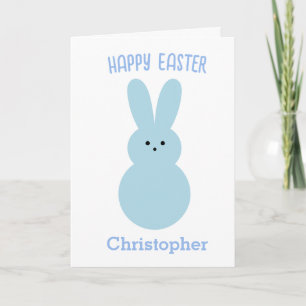 Blue Happy Oaster Bunny Card Karte