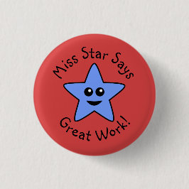 Blue Happy Star Great Work Button
