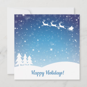 Blue Happy Winter Holidays Snowflakes Feiertagskarte