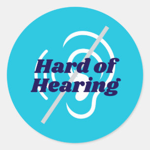 Blue Hard Hearing Support Runder Aufkleber