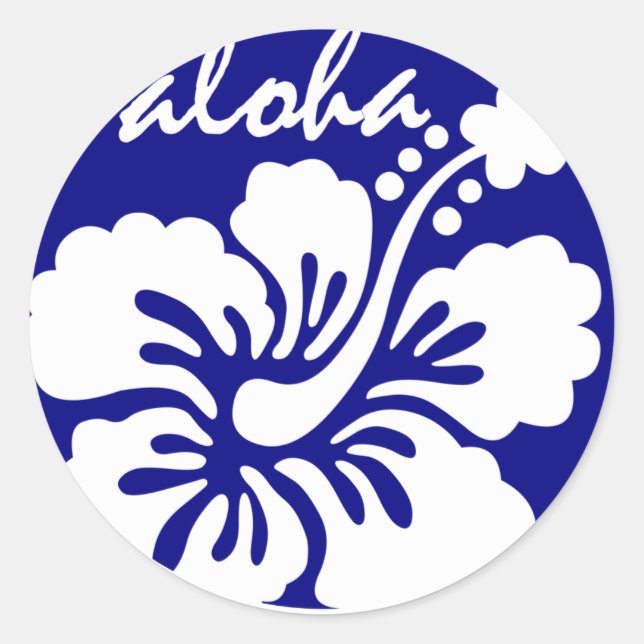 Blue Hawaii Blume Runder Aufkleber (Vorderseite)