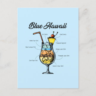 Blue Hawaii Cocktail Rezept Feiertagspostkarte