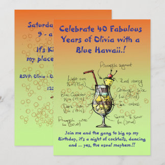 Blue Hawaii Geburtstagsparty Einladung