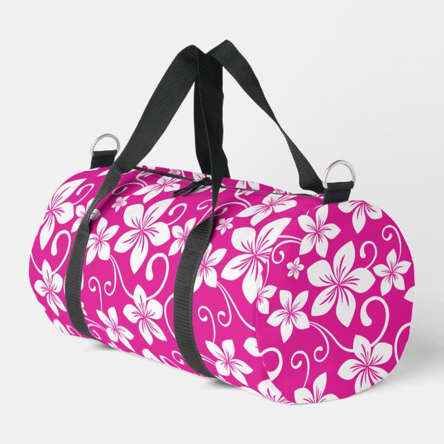 BLUE HAWAII PATTER IN HOT PINK DUFFLE BAG (Linke Seite)