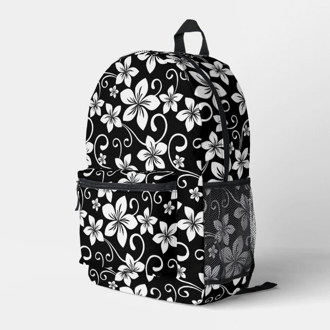 BLUE HAWAII PATTER IN SCHWARZ BEDRUCKTER RUCKSACK (Rückseitige Ecke Rechts)