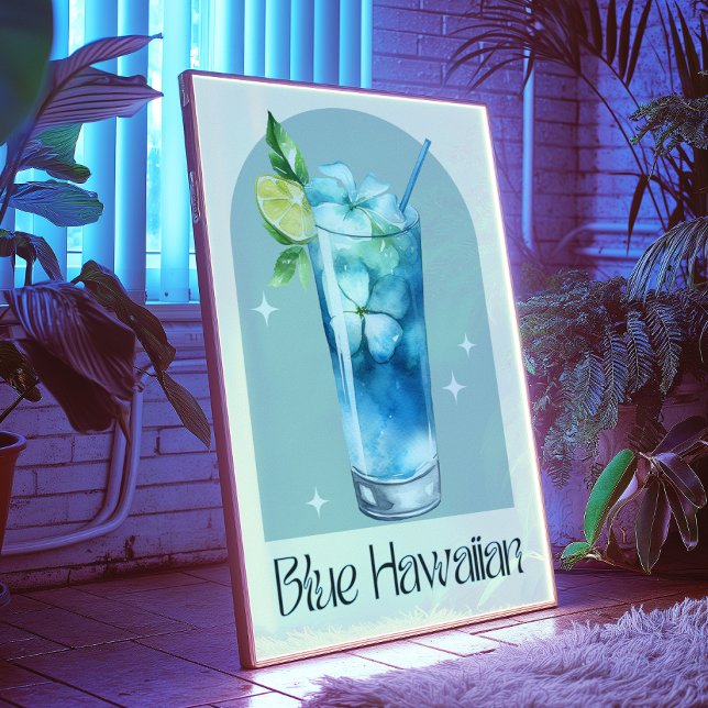 Blue Hawaiian Art Print | Cocktail im Bar-Dekor Poster (Von Creator hochgeladen)