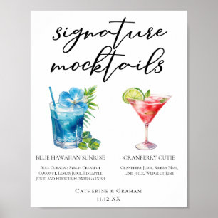 Blue Hawaiian Cranberry Süsse Mocktails Menü Poster
