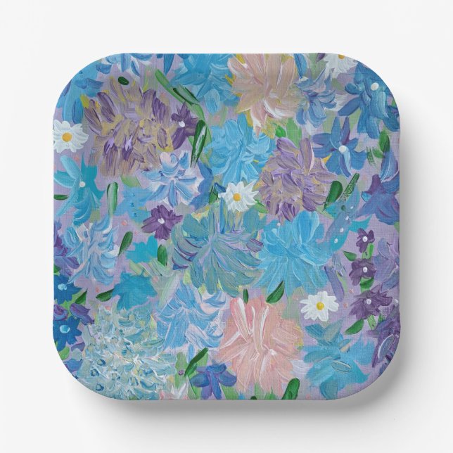 Blue Haze Floral 7" Square Paper Teller (Vorderseite)