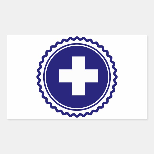 Blue Health Care Cross Rechteckiger Aufkleber (Vorderseite)