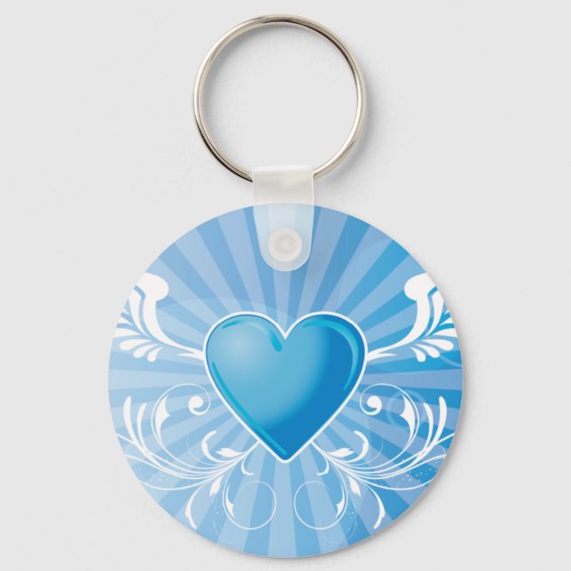 Blue Heart and Wings Schlüsselanhänger (Vorderseite)