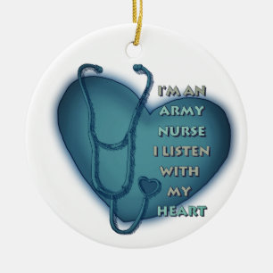 Blue Heart Army Nurse Keramikornament