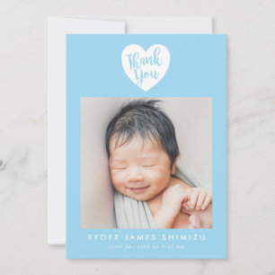Blue Heart Baby Boy Vielen Dank, dass Sie Geburtst Ankündigung