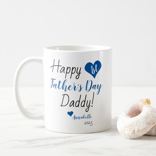 Blue Heart Baby Kind Tochter Kaffeetasse (Mit Donut)