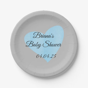 Blue Heart Baby Shower Dessert Teller