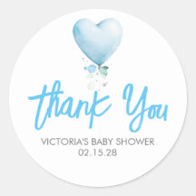 Blue Heart Balloon Baby Dusche Vielen Dank