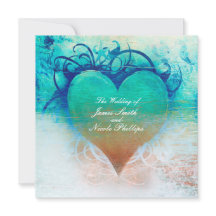 Blue Heart Beach Tropical Einladungen