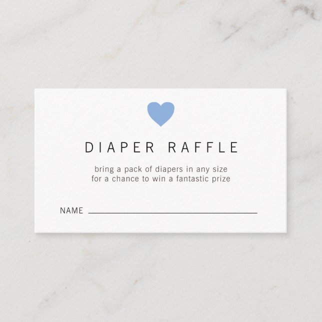Blue Heart Boy Diaper Raffle Ticket Baby Dusche Begleitkarte (Vorderseite)