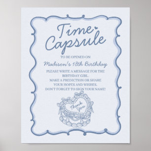 Blue Heart Coquette Cake Birthday Time Kapsel Poster