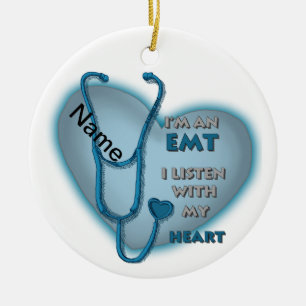 Blue Heart EMT Keramik Ornament