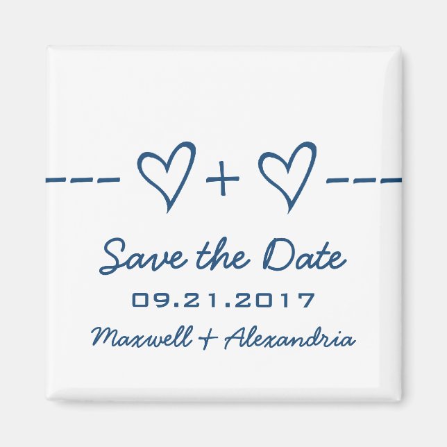 Blue Heart Equation Save the Date Magnet (Vorne)