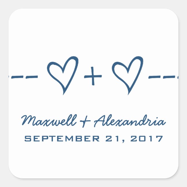 Blue Heart Equation Wedding Stickers (Vorderseite)