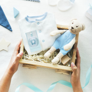 Blue Heart Feet Baby Dusche Gefallen Danke, Junge Runder Aufkleber