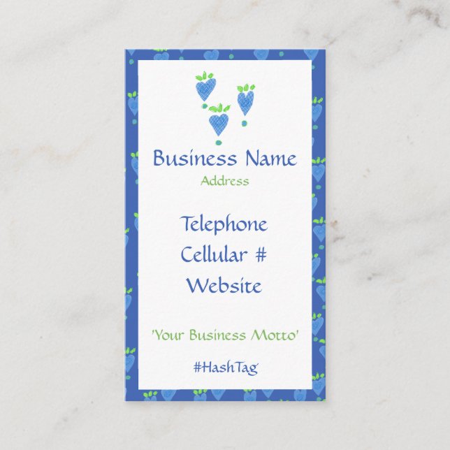 Blue Heart Feminine Business Card Visitenkarte (Vorderseite)