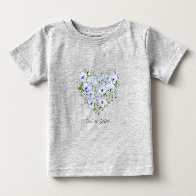 Blue Heart Floral Baby T - Shirt (Vorderseite)