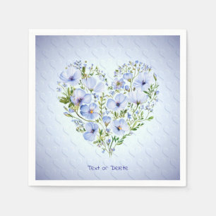 Blue Heart Floral Napkins Serviette