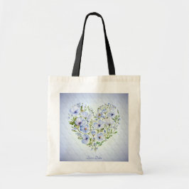 Blue Heart Floral Tote Bag Tragetasche