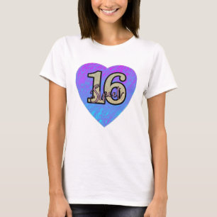 Blue Heart Girls Sweet 16 Birthday Party T - Shirt