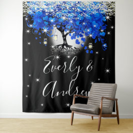Blue Heart Leaf Tree Boho Hochzeitsband Wandteppich