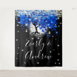 Blue Heart Leaf Tree Boho Hochzeitsband Wandteppich