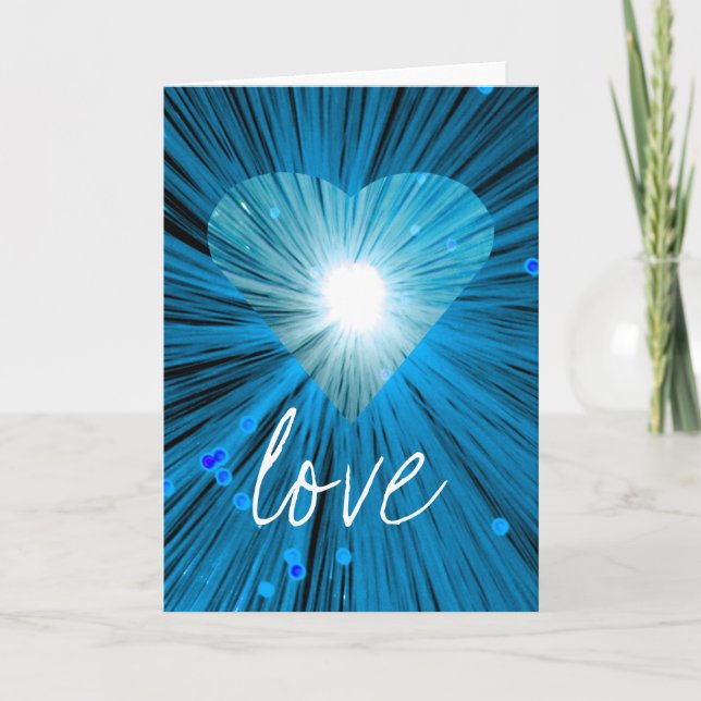Blue Heart "Liebe" Grüße Karte (Vorderseite)