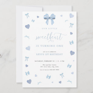 Blue Heart Little Sweetheart Geburtstagseinladung Einladung