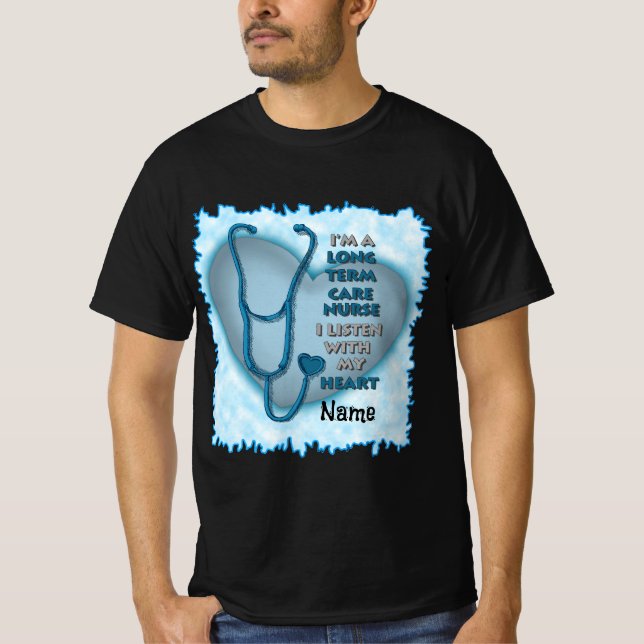 Blue Heart Long Term Care Nurse T-Shirt (Vorderseite)