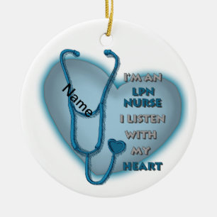 Blue Heart LPN Nurse Keramik Ornament
