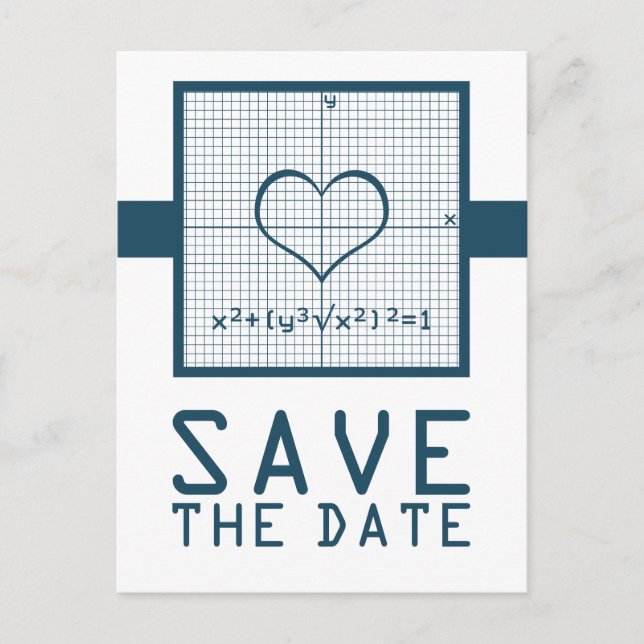 Blue Heart Math Graph Save the Date Postkarte (Vorderseite)